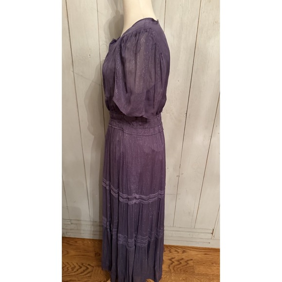 Anthropologie The Somerset Maxi Dress Lurex Edition Metallic Marin Navy Sz-SM - Picture 9 of 12